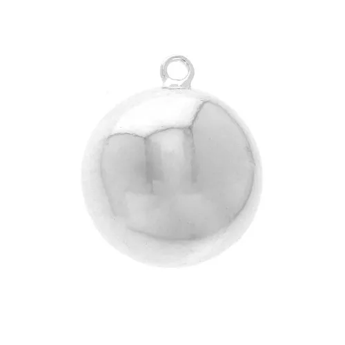 29x24.5mm Brass bola pendant with ring - Silver Tone x1