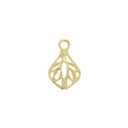 12.5x8mm Brass leaf charm - fine Gold plated x1