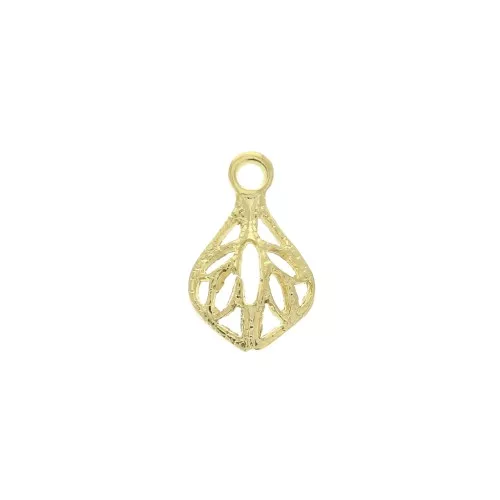 12.5x8mm Brass leaf charm - fine Gold plated x1