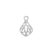 12.5x8mm Brass leaf charm - Rhodium Tone x1|raw }}