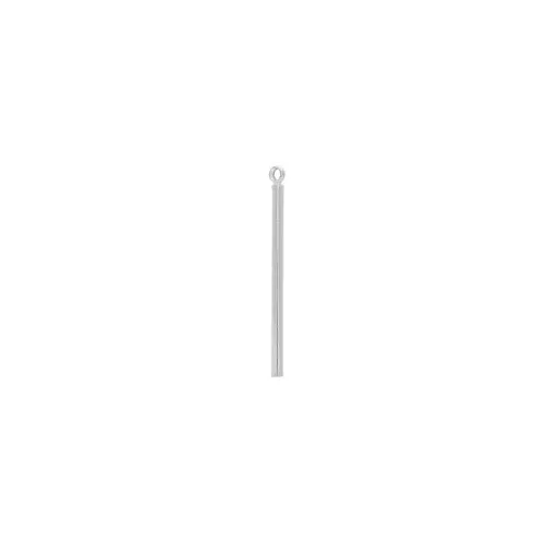 33x2mm Brass round bar pendant with ring - Rhodium Tone x1