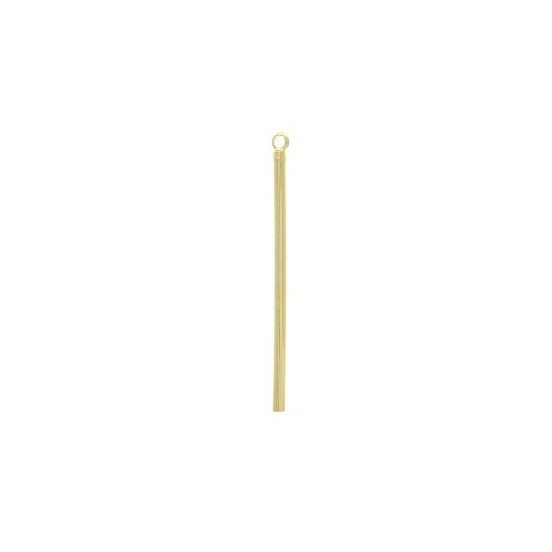 43x2mm Brass round bar pendant with ring - fine Gold plated x1