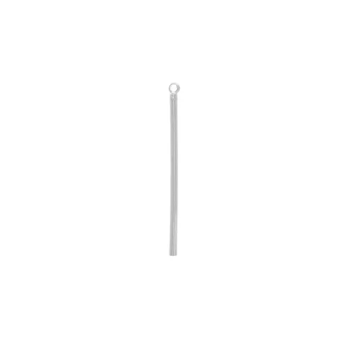 43x2mm Brass round bar pendant with ring - Rhodium Tone x1