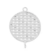 27x20mm Round spacer 2 rings wickerwork effect - Rhodium Tone x1