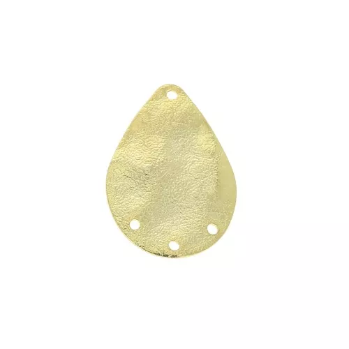 20x14mm Wrinkled effect drop chandelier 3-hole pendant - mit Feingold vergoldet x1