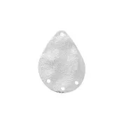 20x14mm Wrinkled effect drop chandelier 3-hole pendant - Rhodium Tone x1