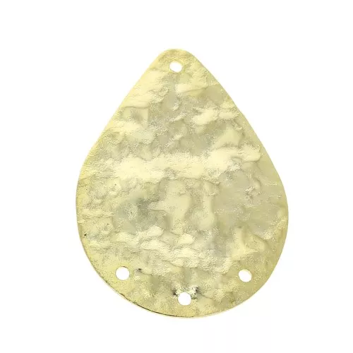 30.5x22.5mm Wrinkled effect drop chandelier 3-hole pendant - fine Gold plated x1