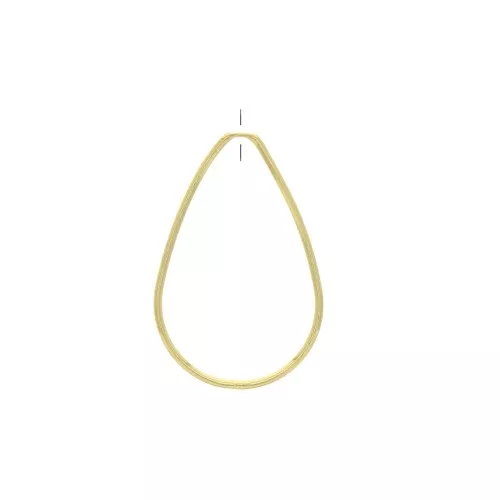 43x30mm Brass pierced drop pendant - fine Gold plated x1
