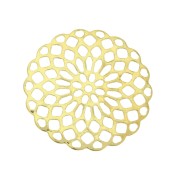 925 Sterling Silver 25mm Light filigrees Rosette Pendant - fine Gold plated x1