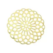 925 Sterling Silver 25mm Light filigrees Rosette Pendant - fine Gold plated x1