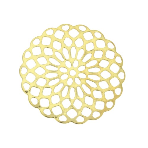 925 Sterling Silver 25mm Light filigrees Rosette Pendant - fine Gold plated x1
