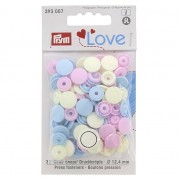 30 Colour snap press fastener - Prym Love - 12.4mm Light Blue - Lilac - Ecru
