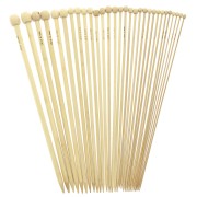 Assortment of 15 bamboo knitting needles - 2mm to 10mm - Natural