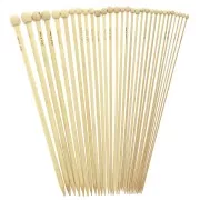 Assortment of 15 bamboo knitting needles - 2mm to 10mm - Natural
