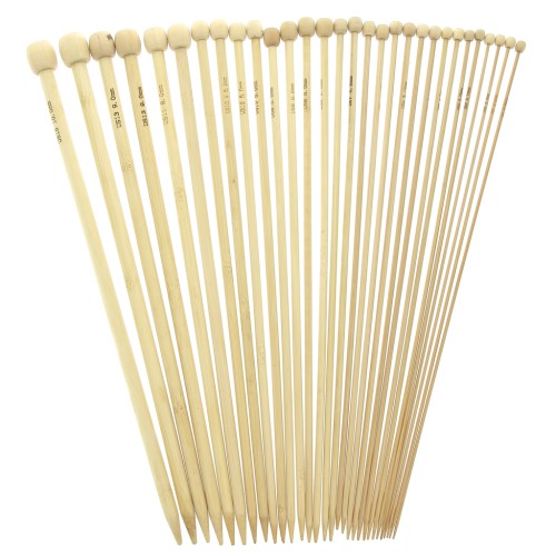 Assortment of 15 bamboo knitting needles - 2mm to 10mm - Natural