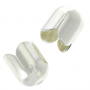 End cap 6mm Fine silver plating x4
