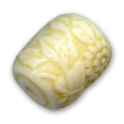 Barrel-shaped bead with flower in relief 20x17mm Jonquil x1