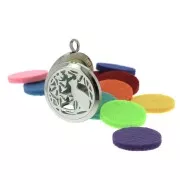 Stainless steel fragrance diffuser medallion and 10 refills - Cat and Flowers x1