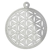 32x28m Stainless steel thin openwork pendant - Flower of life x1