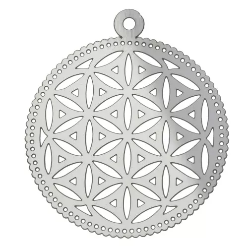32x28m Stainless steel thin openwork pendant - Flower of life x1