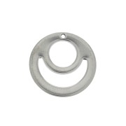 15mm Openwork round half moon and circle charm - Stainless Steel x1
