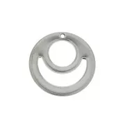 15mm Openwork round half moon and circle charm - Stainless Steel x1