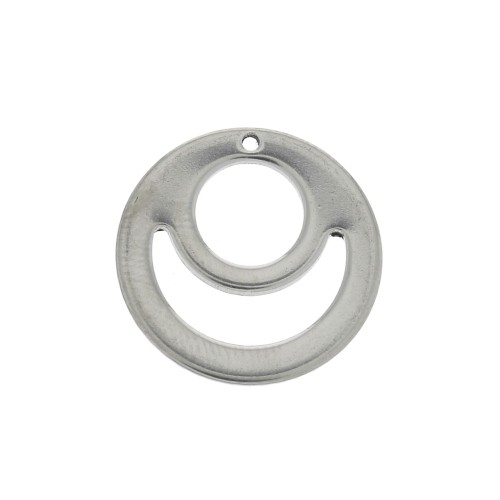 15mm Openwork round half moon and circle charm - Stainless Steel x1