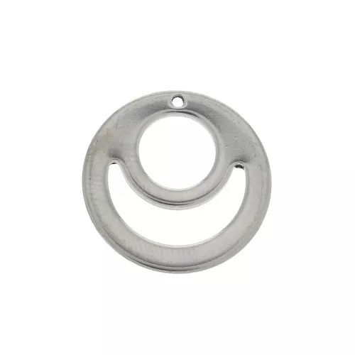 15mm Openwork round half moon and circle charm - Stainless Steel x1