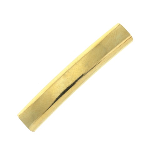 35x6mm Brass slightly curved tube slider for 5mm lace - fine Gold plated x1
