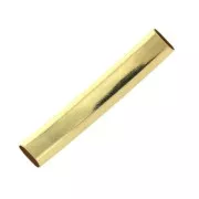 35x6mm Brass slightly curved tube slider for 5mm lace - fine Gold plated x1