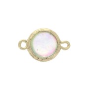 19x12mm Round 2-ring spacer White Opale Imitation - Gold Tone x1|raw }}