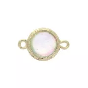 19x12mm Round 2-ring spacer White Opale Imitation - Gold Tone x1