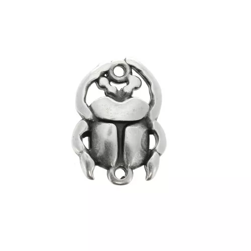 20x15mm Zamac 2-ring Beetle spacer - Antique Silver Plating x1