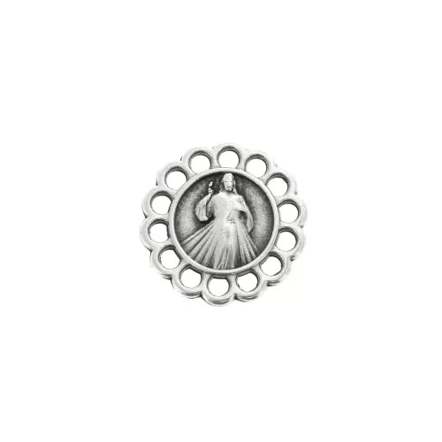 15mm Zamac round 14-rings spacer Virgin pattern - Antique Silver Plating x1