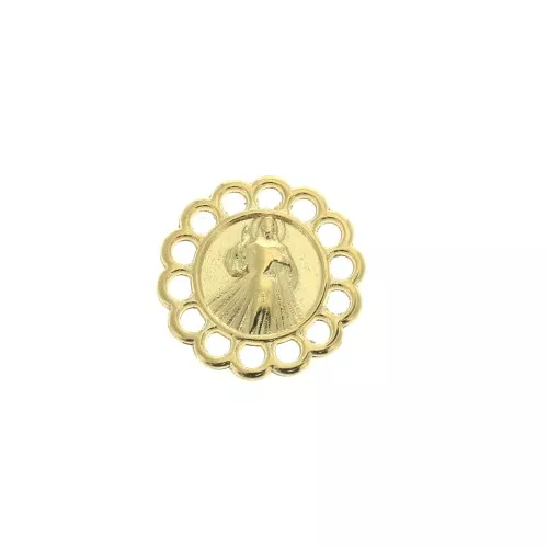 15mm Zamac round 14-rings spacer Virgin pattern - fine Gold plated x1