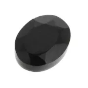 8x6mm Faceted oval cabochon - Black Onyx x1