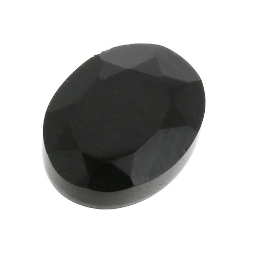 8x6mm Faceted oval cabochon - Black Onyx x1