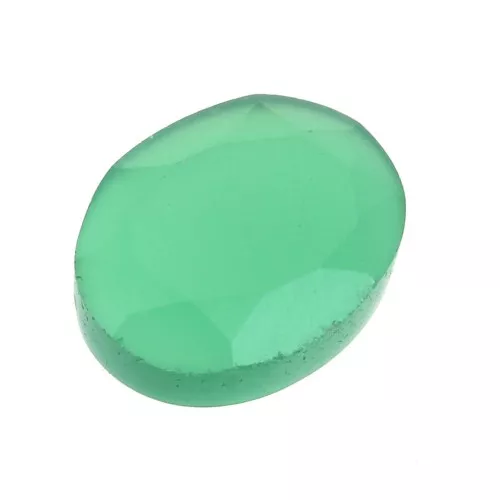 8x6mm Faceted oval cabochon - Green Agate x1
