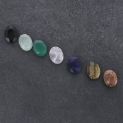 8x6mm Faceted oval cabochon - Green Agate x1