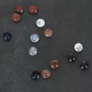 6mm round faceted flat back cabochon - Black Onyx x1