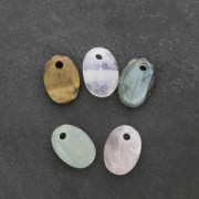 14x10mm Oval Faceted gemstone Pendant - Aventurine x1