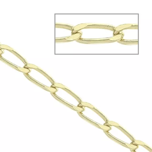 2.7mm 4 sided bilbao chain - Gold Plated 3 microns x50cm
