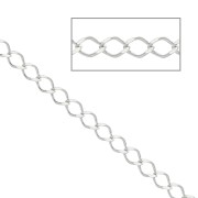 2.3mm 925 Sterling Silver Rombo diamond cut mesh chain x50cm