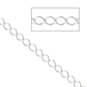 2.3mm 925 Sterling Silver Rombo diamond cut mesh chain x50cm