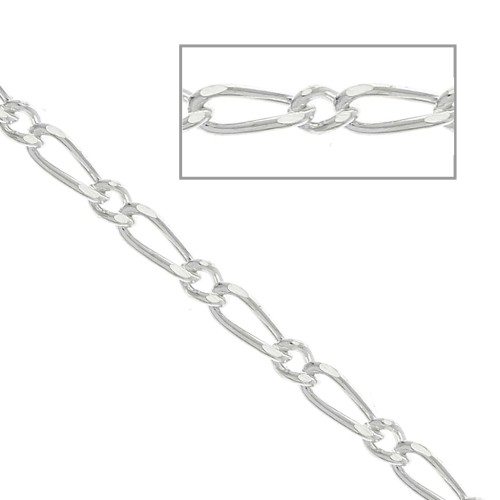 2.05mm 925 Sterling Silver cable figaro (1x1) mesh chain x50 cm