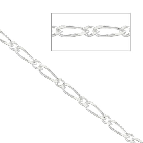 1.75mm 925 Sterling Silver cable figaro (1x1) mesh chain x50 cm