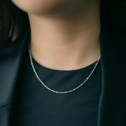 925 Sterling Silver 2.5mm Ball cable figaro (1x1) 42cm choker x1