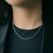 925 Sterling Silver 2.5mm Ball cable figaro (1x1) 42cm choker x1