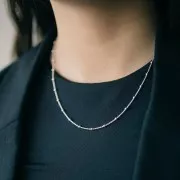 925 Sterling Silver 2.5mm Ball cable figaro (1x1) 45cm choker x1