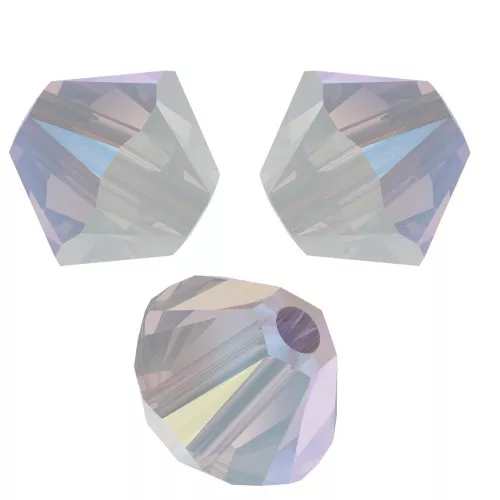 4mm PureCrystal 5328 Crystal Bicones - White Opal Shimmer x50